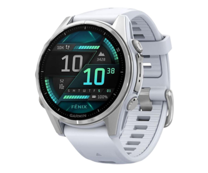 Zegarek sportowy Garmin fenix 8 AMOLED 43mm srebrny z białym paskiem